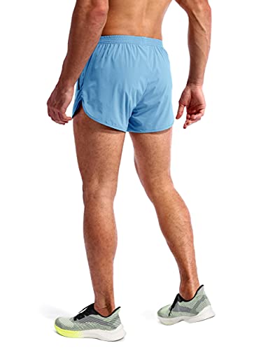 Pudolla Men’s Running Shorts 3 Inch Quick Dry Gym Athletic Workout Shorts For Men With Zipper Pockets(Light Blue Medium) #TOP3