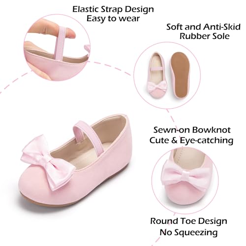 Image of PHIRAMIN Toddler Flower Girl Dress Shoes - Little Girl Ballet Flats Bow Wedding Party