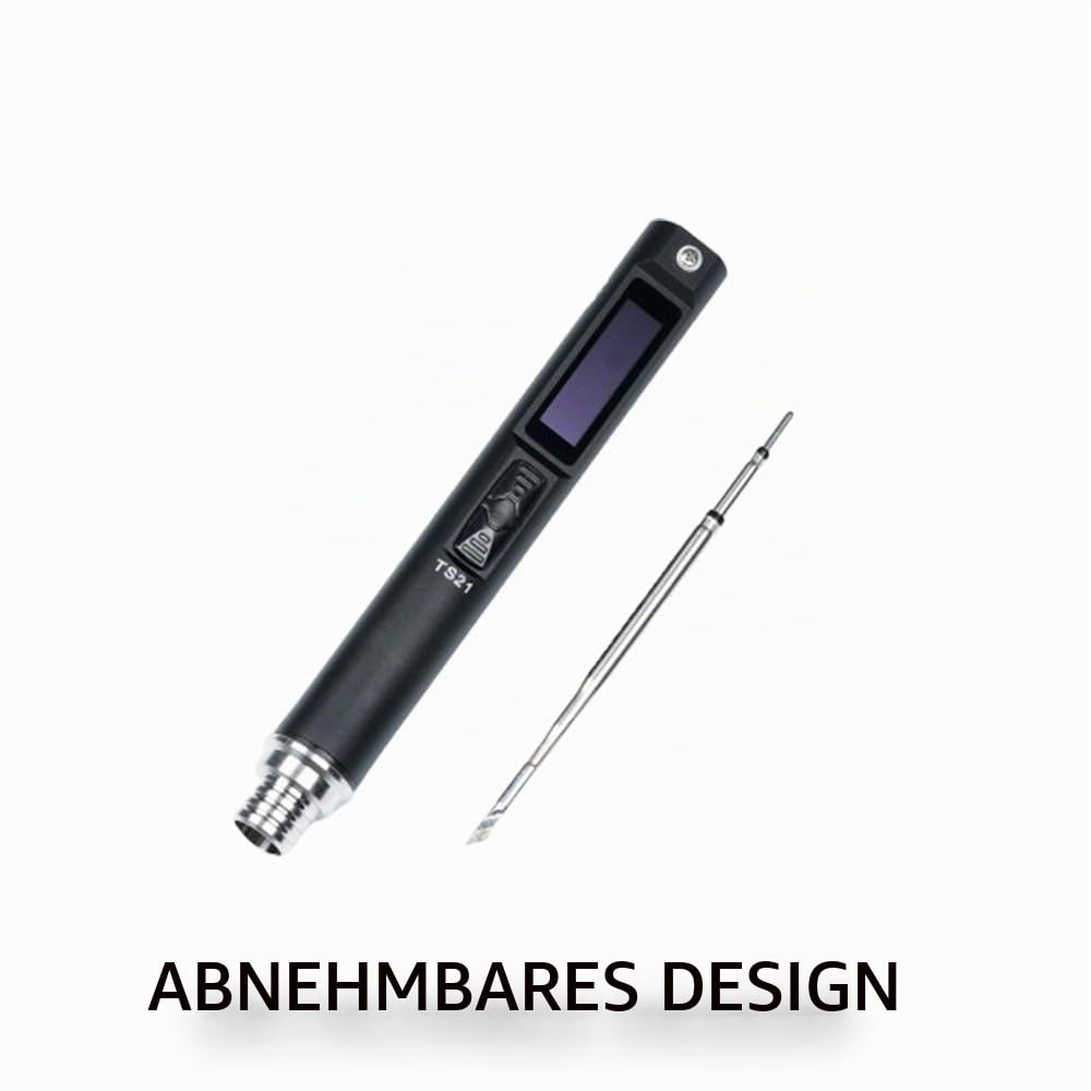 MINIWARE TS21 Digitaler Lötkolben mit 65-W-Netzteil, Gehäuse aus Aluminiumlegierung, präzise Temperaturregelung und Tragbares Design, für Elektronikreparatur, Heimwerker, Bastler, Schwarz