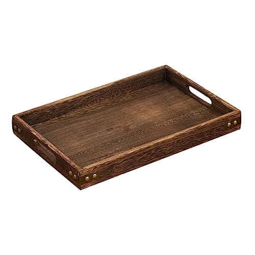 Unomor 32x20cm Hotel Style Wooden Tray Snack Plate for Desserts and Fruit Display Decorative