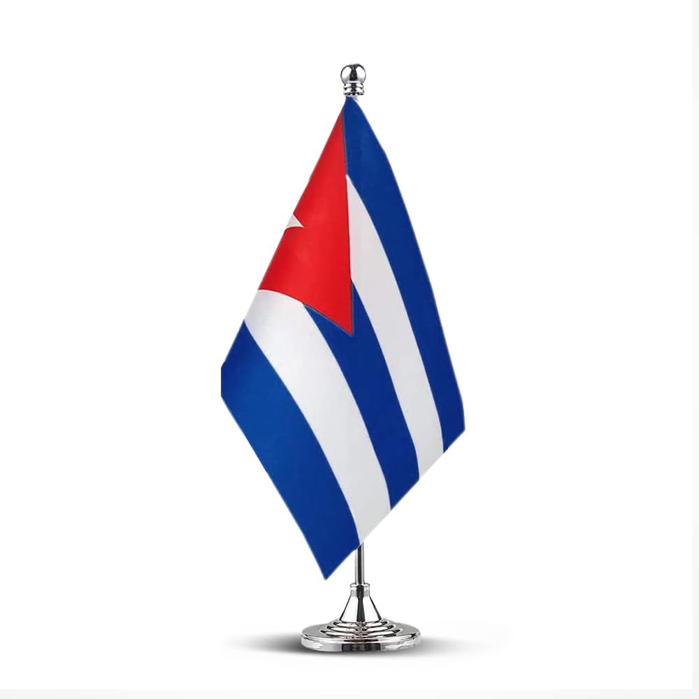 mflagperft Cuba Desk Flag Set, Cuban Table Flag with Stand