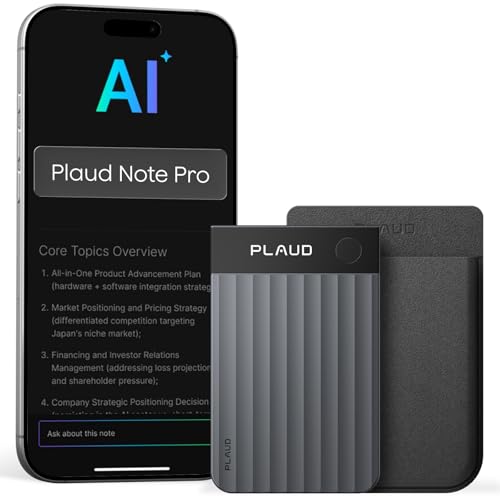 Image of Plaud Note Pro, AI Note Taker for in-Person /Online Meetings and Calls, Smart Transcription & Summarization, Clear Audio, Ultra-Slim Design, Secure Data, Case Included, Black