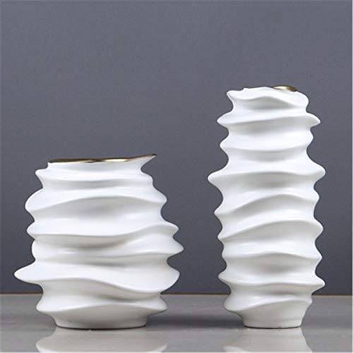 Keramische Vaas Thuis Woonkamer Slaapkamer Studie Kantoor Tv Kast Entree Aanrecht Vaas Gedroogde Bloem Simulatie Bloem Decoratie Vaas 23x11x11 Cm, 17x15x15 Cm, 2 Stks - Afbeelding 3