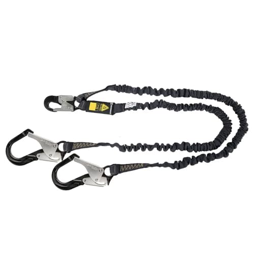Safewaze 023-2104 - Arc Flash 6' Energy Absorbing Lanyard: Aramid, Dual Leg, Alu Rebar