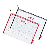 Rough Enough Durable Transparent 1 Set in 2 Clear Classic Multi-functional Big Document Pouch with Zipper A4 Size Storage File Holders Large Folder for Filing Organizer TSA School Business Travel