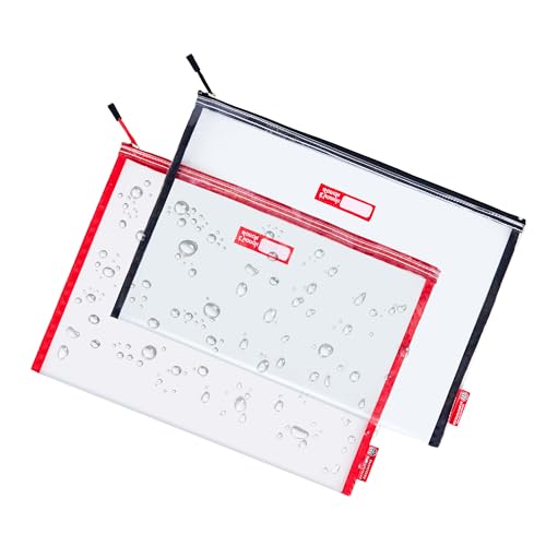 Rough Enough Plastic File Folder Clear Document Holder Bag Zipper Pouches Bags for Organizing A4 Paper Letter Office Teacher Art Supplies Storage
