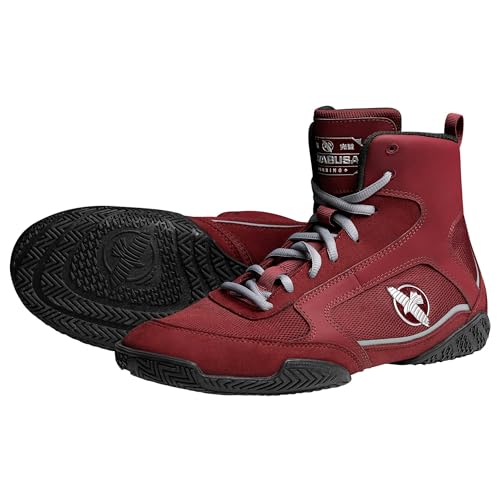 Image of Hayabusa Pro Boxing Lightweight Shoes - Garnet /Grey, 5.5 | Boxing Shoes for Men and Women, Wrestling Shoes, Boxing Boots, Cross Training Shoes, Boxing Shoes Women,Boxing Training Shoes