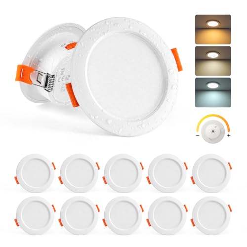 Sanyoung Spot LED Encastrable Dimmable, 5W Spots de Plafond Blanc Chaud Blanc Neutre Blanc Froid, Spots Encastrable Extra Plat Trou 65-80mm, Spot Salle de Bain IP44 pour Salon Cuisine, Lot de 10