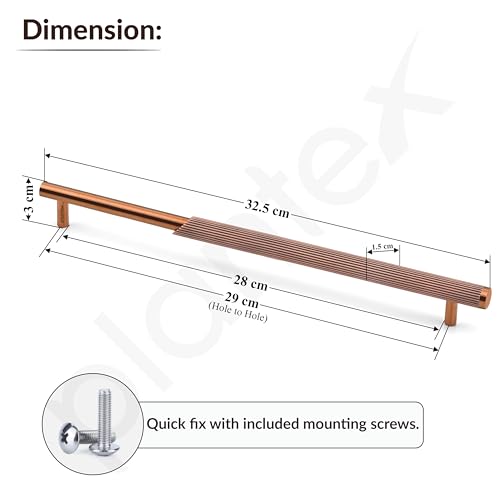 Image of Plantex Stainless Steel & Aluminium Cabinet Handle /288mm Wardrobe Handle for Home /Cupboard Door Pull-Push Handles for Office - Pack of 2 (Rose Gold)