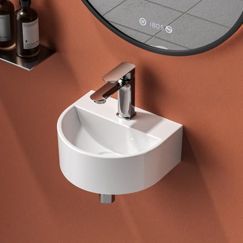 Lavabo ovalado de cerámica blanca EMKE de diseño minimalista 2