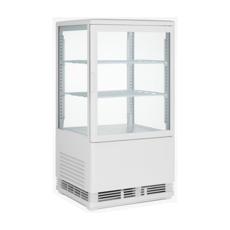 Générique Mini Vitrine Réfrigérée Positive 58L Blanche - 0/+12°C - LED - 4 Faces Vitrées - Ventilée