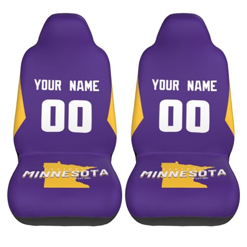 Custom Football Car Seat Covers Personalized Add Name Number Protector Cover Nonslip Elastic Soft Auto Decor Accessories Universal Fits for Car, Truck, SUV (1PC & 2PC)