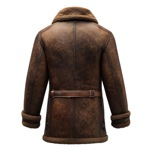 The Next Shearling Brown Leather Coat Genuine Sheepskin Fur Leather B3 Bomber Leather Coat Modern Aviator Jacket For Men2