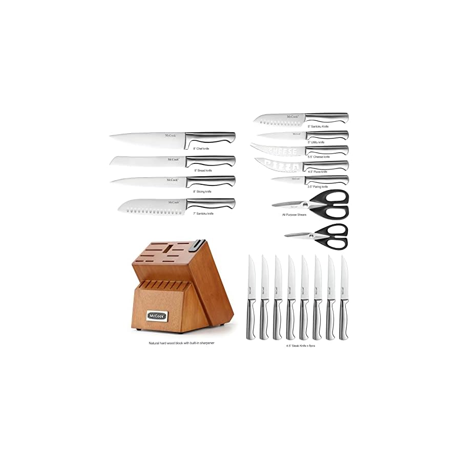 McCook-Kitchen-Knife-SetsGerman-Stainless-Steel-Knives-Block-Set-with-Built-in-Sharpener McCook® Kitchen Knife Sets,German Stainless Steel Knives Block Set with Built-in Sharpener
