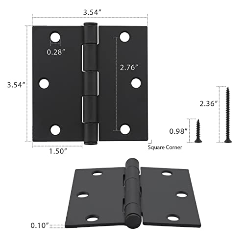 Home Master Hardware 3.5 Inch X 3.5 In Square Standard Door Hinges Residential Interior Bedroom Hardware Door Hinge Black 18-Pack thumb #3