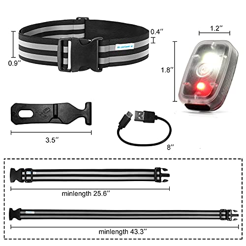 Mapleseeker Reflective Running Gear, Safety Light & Adjustable Elastic Belt for Walking, Band Strap & Runners Light for Night, High Visibility Gear & LED Light, Fits Men, Women, Kids (Green)