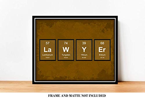 LAWYER Periodic Table of Elements Law Firm Decor Prints - 8 x 10