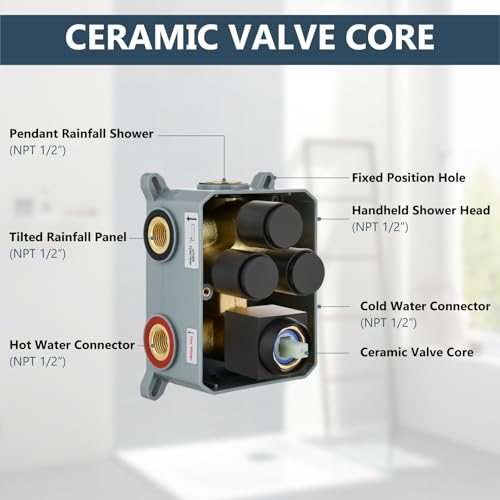 Image of Aolemi Ceiling Shower Faucet Set System Dual Head 16&6 Inch Matte Black