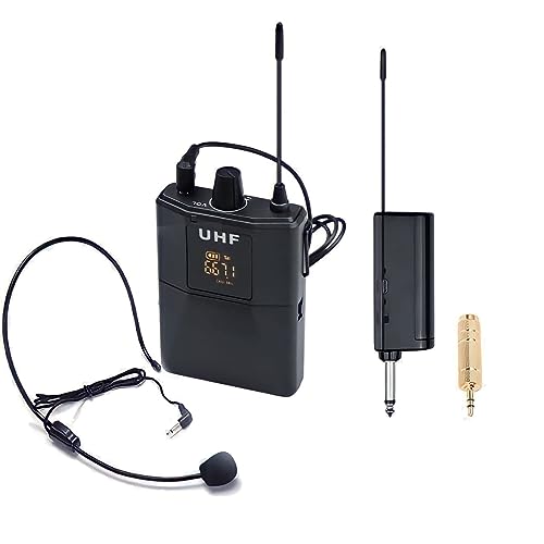 Image of kh UHF Wireless Microphone System with Wired Condenser Headset Microphone System and Handheld Dynamic Mic 160 ft Range, 1 /4'' Plug, for PA Speaker, Amp, Mixer, Podcast, Fitness Instructor, YouTube