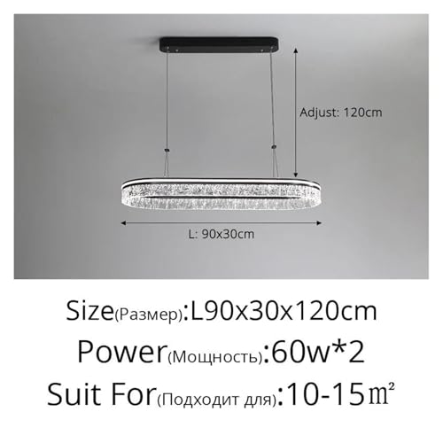 Suspension LED transparente à longue bande noire pour éclairage de restaurant