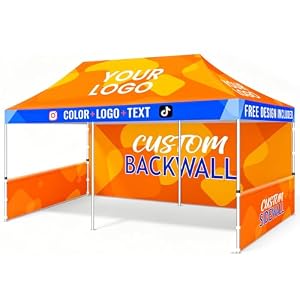 Custom 10×20 Pop Up Canopy Tent with Logo by OPPEINDDIY, Aluminum Frame,Personalized Heavy Duty Outdoor Market Shelter, for Events Vendor，Sellers，Trade Fairs，Party，Marketing & Advertising (10×20)