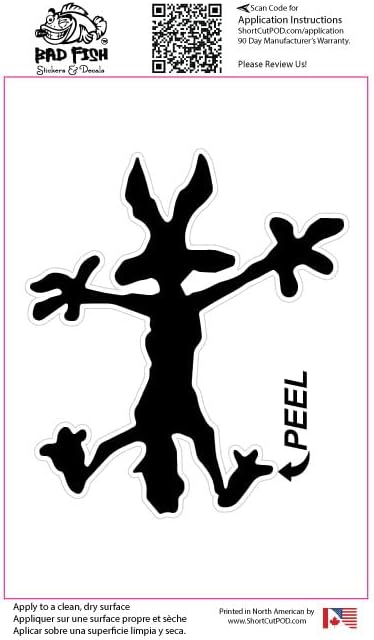 Miniatura 2 de Bad Fish Custom Decals Wile E Coyote Smashed Hole Silhouette - Divertida y linda pegatina - Vinilo permanente brillante de alta calidad impermeable