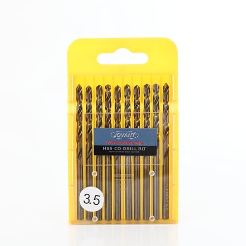 JOVANT 10 brocas de cobalto de 9/64 pulgadas (3,5 mm), acero M35 HSS de alta velocidad para taladro/destornillador, brocas de acero inoxidable de alta resistencia