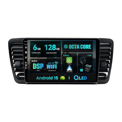 SXAUTO Android 15 - [6G+128G] - IPS Autoradio pour Subaru Legacy Outback (2003-2009) - sans Fil Carplay/Android Auto/DSP - Caméra + MIC - 9 Pouce 2 Din - Dab...