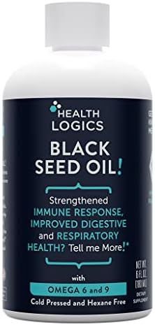 Health Logics Black Seed Oil | Rich Source of Omega 6 & Omega 9 | Pure Cold Pressed Black Cumin Seed Oil for Respiratory, Digestive, and Immune Health | 6 fl oz
