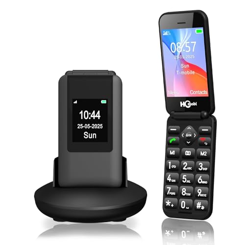 SilisoundTek 4G Flip Phone,Cell Phone for Seniors,2.8+1.5', SOS Button,Speed Dial,Large Fonts,Big Buttons,Bluetooth,Camera,Charging Dock,FM Radio,1400mAh Battery（Compatible with T-Mobile）
