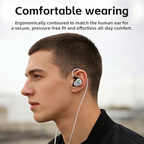 Image of Klean SV in Ear Monitor, 10mm DLC Diaphragm Dynamic Driver HiFi Earphones, Wired Earbuds, Gaming Earbuds, 3 Interchangeable Nozzles, Hybrid IEM, Detachable Cable for Musician(with USB-C Mic)