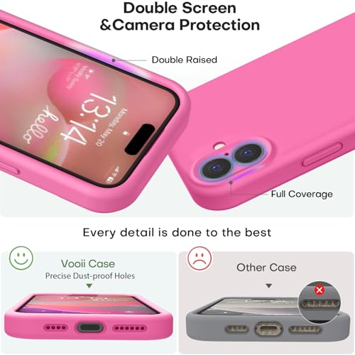 Vooii Compatible with iPhone 16 Case, Liquid Silicone Upgrade [Camera Protection] [Soft Anti-Scratch Microfiber Lining] Shockproof Phone Case for iPhone 16 6.1 inch - Pitaya by Vooii - Used condition - Image 3