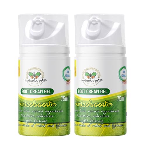 VARICOBOOSTER Gel-Crema para pies 2x75ml, más de 25 ingredientes cuidadosamente seleccionados, nueva fórmula mejorada a base de componentes naturales, nova botea Airless-Pumpe
