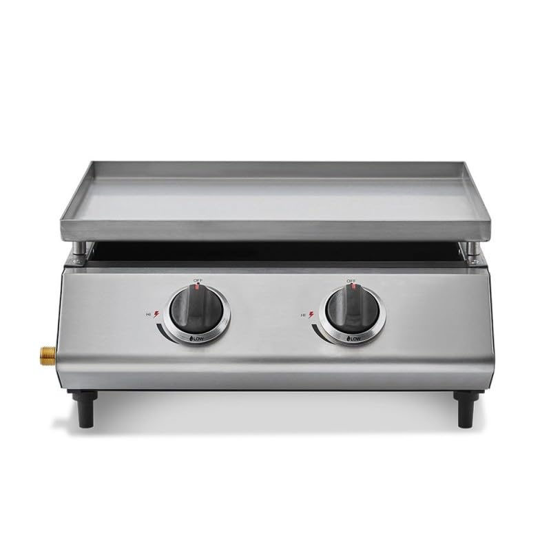 COOKING BOX - Piastra a gas Cadix 2 fuochi - Superficie di cottura 45,5 x 36 cm - piastra inox - 2 bruciatori - Cassetto per grasso - Fino a 6 persone - 6,3 kW