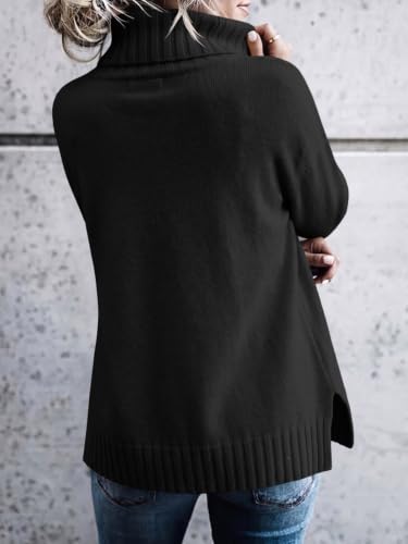 Image of FISACE Womens Oversized Turtleneck Pullover Sweater Cable Knit Sweater Tops