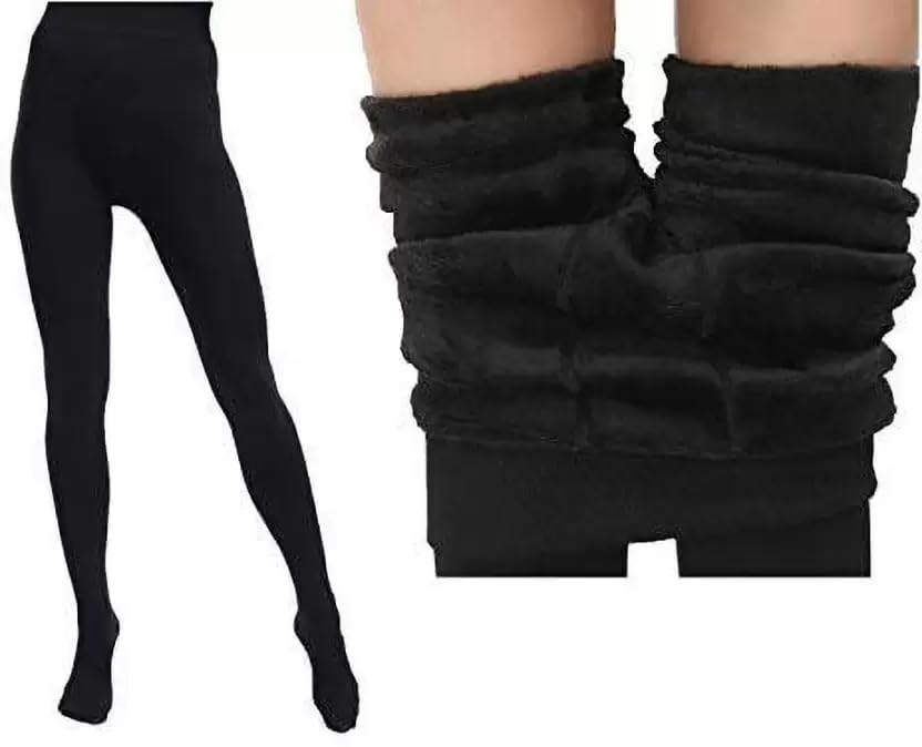 Women's Warm Fleece Lined Leggings – High-Waisted Thermal Winter Pants for Cold Weather (28-34 Size) (in, Numeric, 34, Regular, BLACK1)-image-5