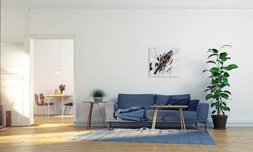 Acinterior Abstract Canvas Wall Art - Hand Painted Textured Black, White, Gold Foil Picture for Living Room, Bedroom, Bathroom Decor