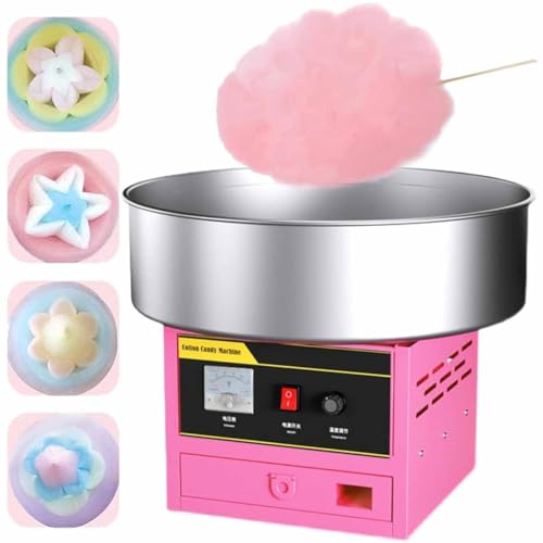 Macchina per Zucchero Filato Commerciale in Acciaio Inos 1200W, Macchina per Zucchero Filato Professionale Con Vassoio in Acciaio Inos, Prepara Deliziosi Marshmallow per I Tuoi Clienti O Amici Pink
