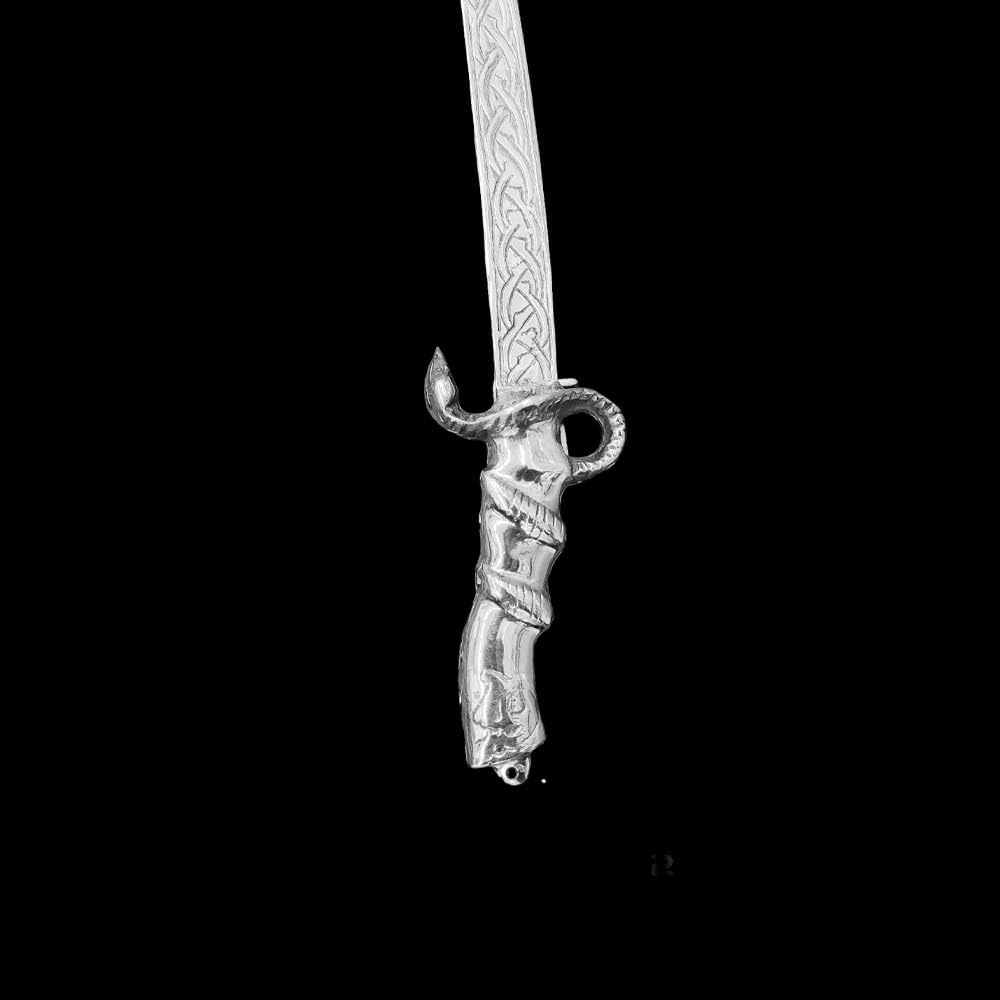 Horus Artesanía de Egipto Sciabola egiziana bilanciata per Danza del Ventre e Tribale Fatta a Mano in Egitto, 75 x 3 cm, Argento Impugnatura Serpente