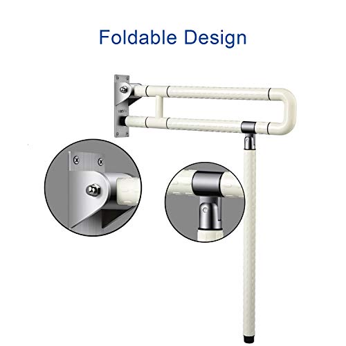 29.5 INCH Grab Bars for Bathroom Toilet Safety Rails for Elderly Pregnant Women Disabled Handicap Bar Medical Flip Up Arm Rails Support Foldable Skid Resistance White - Thumbnail 4