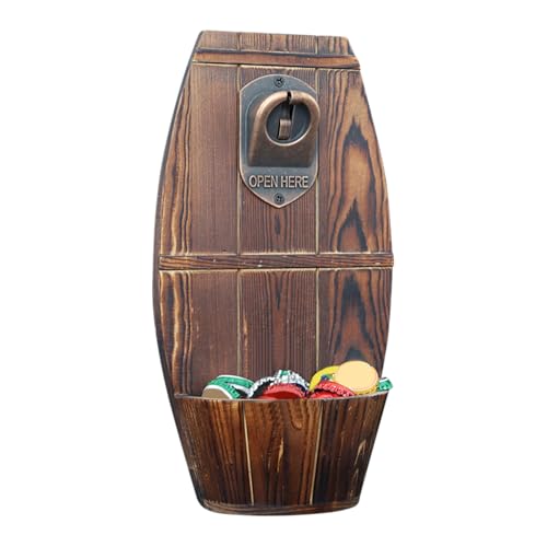 Abridor De Botellas De Cerveza Vintage - Abridor De Madera Montado En La Pared De 25 Cm, Accesorio De Barra Rústica | Herramienta Recolectora De De Barril Para Amantes De Los Restaurantes