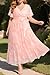 Plus Size Pink Dress for Women Summer Maxi Wrap V Neck Easter Semi Formal Lace Floral Long Flowy Dresses with Belt