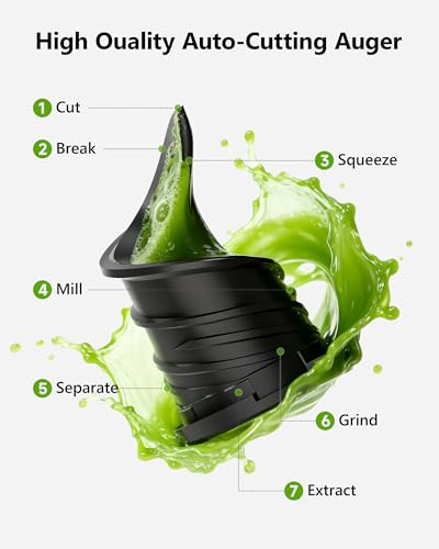 Image of Cold Press Juicer, EUHOMY 5.6 inch Wide Feed Chute Juice Extractor Machine with 400W, High Juice Yield, Slow Masticating Juicer for Whole Vegetables & Fruits, Deep Gray