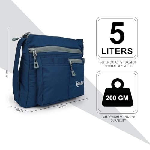 Image of Lasso Sling Bag For Women with Adjustable Strap Stylish Ladies Crossbody Polyester Sling Bag for Office, Causal, Travel & College | 5L Capacity & 5 Multiple Pockets (4 Zip & 1 Open Pocket)