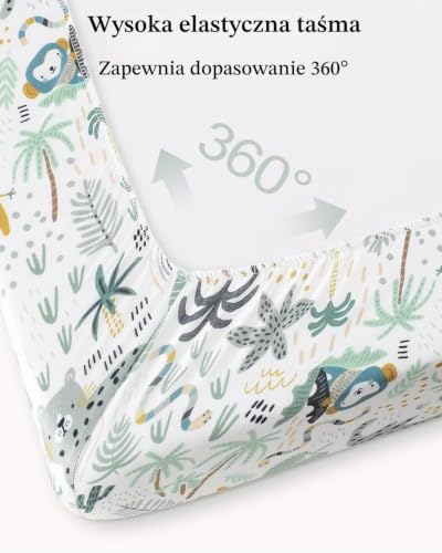 Yoofoss Prześcieradła do łóżeczka dziecięcego 140 x 70 cm dopasowane super miękkie i oddychające prześcieradła do łóżeczka dziecięcego przytulne prześcieradła do łóżeczka dziecięcego 2-pak zielone