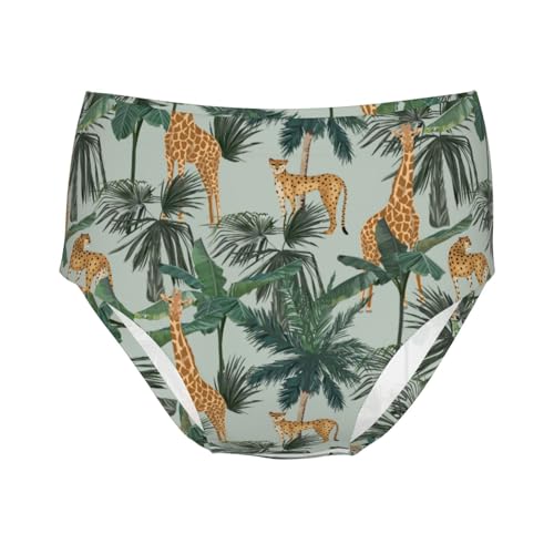 Giraffes Leopards And Palmtrees Girls' Underwear Soft Cotton Little Girls Panties Comfort Briefs