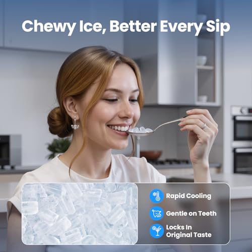 Nugget Ice Maker Countertop, 35lbs/24H Sonic & Chewable Pellet Ice, Quiet Operation, Self-Cleaning Anti-Scale System, Portable Crushed Ice Machine, Premium Stainless Steel, Ice Scoop image 2