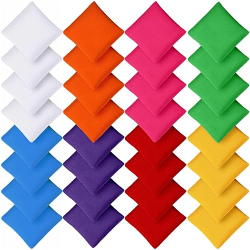 CACASO 32-Piece Mini Cornhole Bean Bags, Multicolor Set (Red, Yellow, Green, Blue, White, Pink, Orange, Purple), Nylon Fabric, Ideal for Kids & Adults, Tossing Games, Family Fun