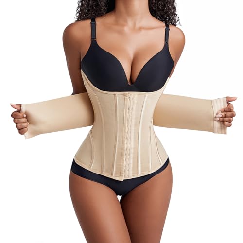 Yixinly Fajas Reductoras Mujer Waist Trainer Cintura Faja Corset Moldeador Cintura con Varillas de Soporte, Transpirable y Ajuste Invisible, Ideal para Deporte, Trabajo y Postparto Beige (XS)