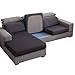 ZHFEL Copricuscino Divano con Penisola,Elasticizzato 1/2/3/4 posti Coprisedili per Cuscini Antiscivolo Jacquard Fodere per sedili per Divano per Forma di L Divano Chaise-Chaise-Grigio Scuro
